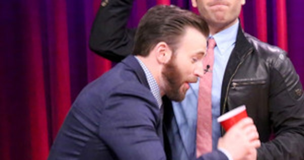 Watch Chris Evans and Jimmy Fallon Play Flip Cup! E! News